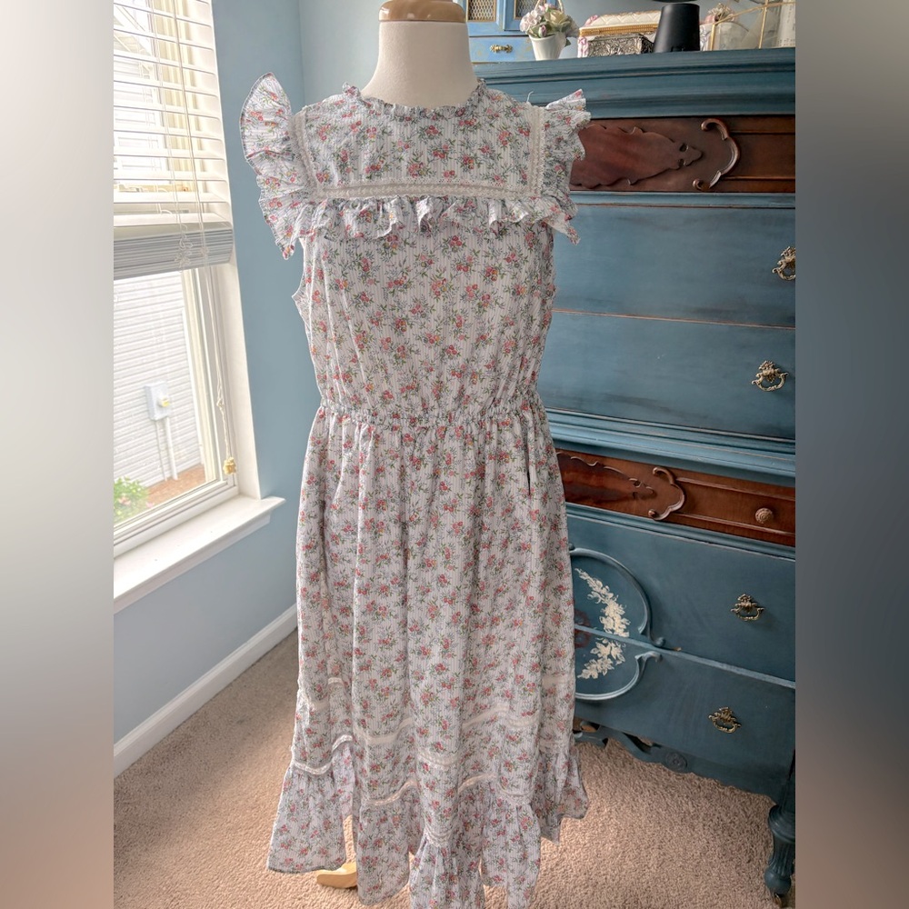 J Crew Tiered Ruffle Dress in Liberty Winding Rose